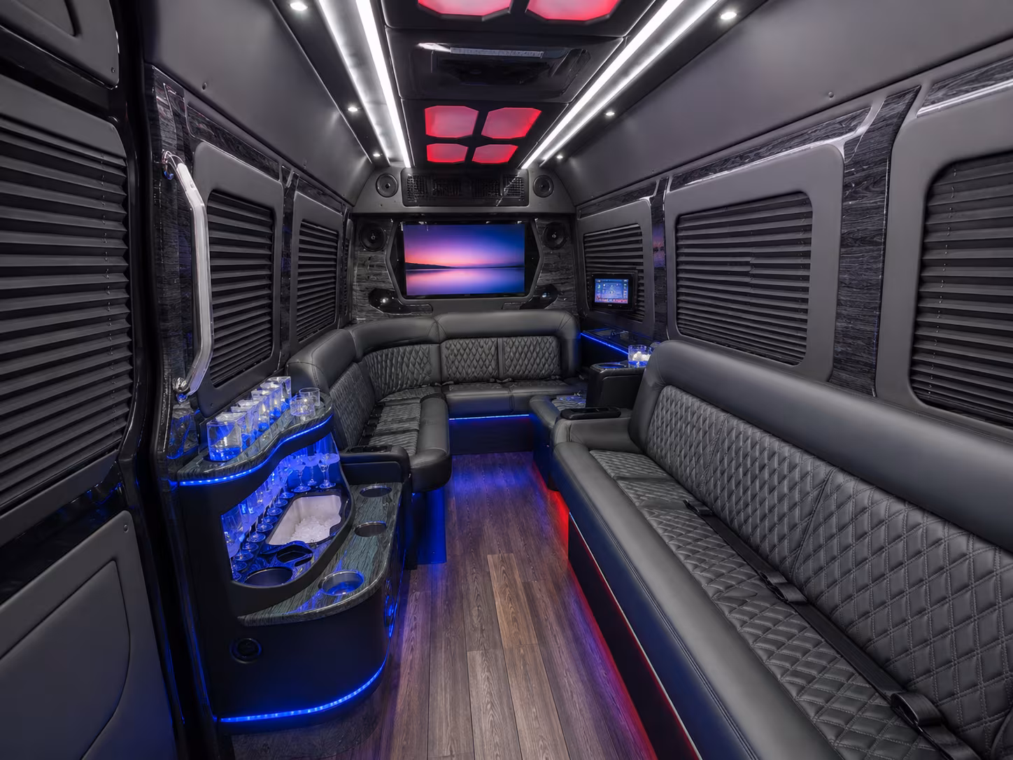 canton 18 passenger party bus inside