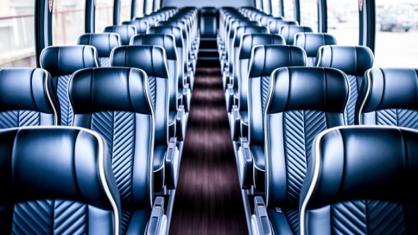 55 passenger charter bus inside cleveland